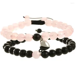 Strand Magnetic Par Armband Set Friendship Long Distance Matching Natural Crystal Pärled för BFF Valentine's Day -gåvor