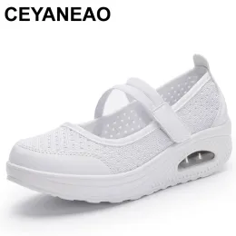 ブーツCEYANEAO 2019 Summer Women Flat Platform Lazy Shoes Woman Breaseable Mesh Casual Shoes Moccasin Zapatos Mujer Ladies Boat Shoes