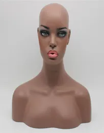 Realistisk kvinnlig svart glasfiber mannequin dummy head byst för spets peruk och smycken visar EMS 236S5789142