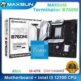 MAXSUN Terminator B760M с процессором Intel i3 12100 LGA1700, комплект материнской платы Dr.Mos, двухканальная материнская плата DDR4, без кулера