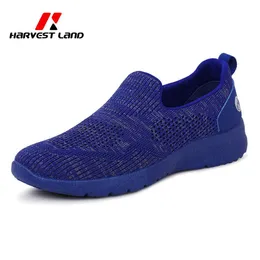 HBP небрендовые мужские кроссовки без шнуровки Harvest Land, повседневные дышащие вязаные кроссовки для