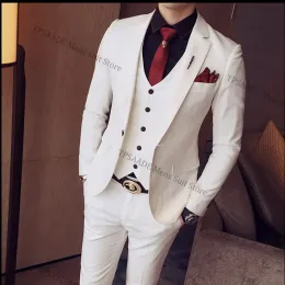 Костюмы TPSAADE Смокинги Куртки Мужские костюмы Slim Fit Комплекты из 3 предметов Белые стильные дизайнерские костюмы для выпускного вечера Серый костюм Homme Mariage Smocking