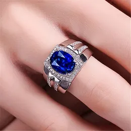 Astuyo Vintage Style Blue Stone Zircon Adcustab Mens Womens Ring Punk Rings for Wedding Party Hip Hop Jewelry Accessories 240313