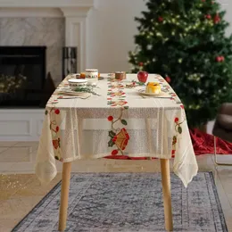 Table Cloth Christmas Tablecloth For Rectangle Tables 55" X 94" With Bell Pattern Protector Festival Cafe Buffet Home Dining