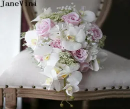 Janevini 2018 Waterfall Artificial Phalaenopsis Wedding Flowers Bouquets For Brides Droplets Vintage Pink White Bridal Bouquet de 4694758