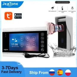 自動化JeatoneスマートWiFiビデオインターコムホーム用7インチの屋内ビデオ電話画面屋外1080p FHD有線ビデオドアベルカメラ
