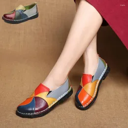 여성 플랫 캐주얼 신발 175 패션 로퍼 여름 진짜 가죽 모카신 통기성 디자이너