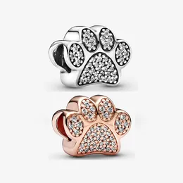 Sparkling Paw Print Charm Pandoras 925 Sterling Silver Luxury Charms Set Bracelet Making charms Beaded Designer Necklace Pendant Original Box Factory wholesale