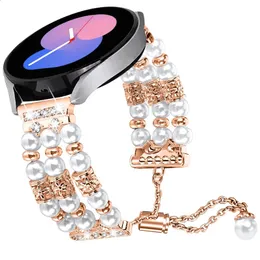 20mm pulseira de jóias para galaxy watch6 5/4 40mm 44mm feminino glitter diamantes cinta watch4 6 clássico 47mm mm relógio 5pro 240311