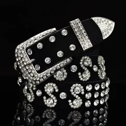 Cintura classica casual di design di lusso di moda cintura in pelle fiore super scintillante con diamanti zircone per regali donna ragazze 110 cm 43 inc293H