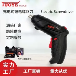 Tuoye+Tuoye 3.6V Foldning Electric Screwdriver Hushållens litiumbatteri Handborrplastlåda Set