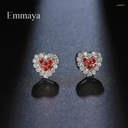 Серьги-гвоздики Emmaya, серьги с блестящим кубическим цирконом и формой сердца, два цвета, дизайн для женщин, модные массивные крошечные и милые украшения