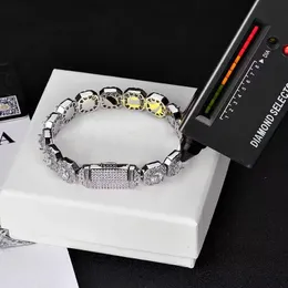 pulseira de tênis de designer para mulheres incrustadas 1 linha diamante titânio aço de ouro banhado 8/10/12mm de largura gelada panjão de moissanite