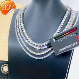 VVS Silver Hip Link Necklace 3mm 4mm 5mm Tennis Necklace Diamond D 925 Clarity Moissanite With Chain Hop Mens Women Porno