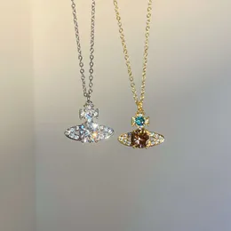 Роскошное ожерелье Viviannes Westwoods, ювелирное изделие, нишевый дизайн, Sense Net, красный медь, позолоченный цирконий, Сатурн, маленький замок, полное бриллиантовое ожерелье, женское ожерелье