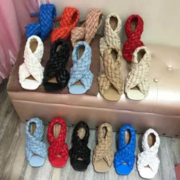 Büyük HBP Balık Olmayan Chaussures-Femme-Talon Taşıma Boyutu 42 Kare Ayak Ayak Örgülü Dokuma Topuklar Sandaletler Kadınlar için