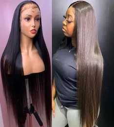 Perucas de cabelo humano brasileiras, longas e retas, com renda completa, 28 30 polegadas, fechamento sintético, para mulheres 6603492