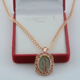 Pendanthalsband FJ Kvinnor Mens 585 Rose Gold Color Religious Belief Figur Necklace