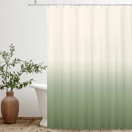 Ombre Beige Salbei Duschvorhang Limettengrün Textur Stoff Farbverlauf Badezimmer Dekor Wasserdichte Vorhänge Set mit Haken 240313