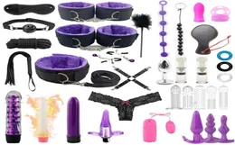 35 Stück Set Produkte Erotik Erwachsene BDSM Bondage Set Handschellen Anal Plug Dildo Vibrator Peitsche Sexspielzeug für Paare Y2004229759384