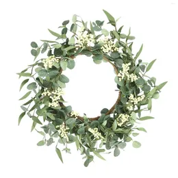 Decorative Flowers Artificial Eucalyptus Wreath Handmade Farmhouse Ornament Elegant Spring For Door Patio Wedding Decor