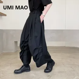 Byxor umi mao yamamoto vind sommar personlighet vik design mörk temperament wideleg fashionabla beskuren byxor harajuku pantalon