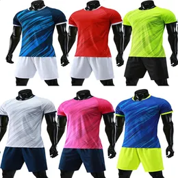 men short sleeve red soccer jersey set adult football uniform kids shirt boy green sport jerseys customized name number 240306