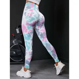 Lu Pant Align Align Lu Lemon Leggings Tie-dye Fiess Donna - Pantaloni da yoga a vita alta senza cuciture con controllo della pancia e sollevamento dei glutei color pesca