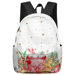 Mochila Natal Doces Gingerbread Man Agulha Estudante Sacos Escolares Laptop Personalizado para Homens Mulheres Feminino Mochila de Viagem