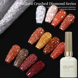 Lustre luxuoso: esmalte de gel espumante Mocha Diamond Glitter para manicure deslumbrante de alto brilho