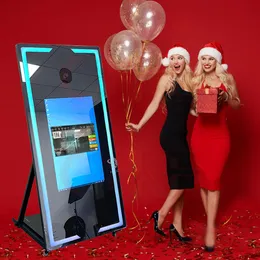 65 inç Sihirli Ayna Fotoğraf Standı 32in Dokunmatik Ekran Dahili Mini PC Taşınabilir DSLR Fotoğraf Kabini Partys Etkinlikleri için Selfie Makinesi
