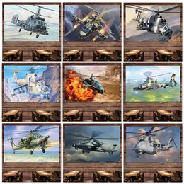 Attack Helicopter Poster Wall Hanging Flag - Air Force Canvas Art Målningsväggdekor Banner - Militär luftfart Konstverk TAPESTRY AS EN GENTGE FÖR MILITÄRA BUFFS