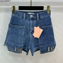 Fw Cotton Pantaloncini firmati da donna Jeans con lettera Perline di cristallo High End Milano Runway Brand Cowboy Casual Jersey Outwear Mini Denim A-line Hotty Hot Pants