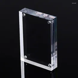 Quadros 1 pc 8mm Transparente Acrílico PO Quadro Magnético Poster Display Stand Dupla Face Rack de Armazenamento Home Decor