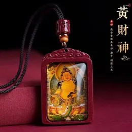 Pendant Necklaces Raw Ore Cinnabar Thangka Yellow God Of Wealth Surangama Mantra Prajna Eye Necklace