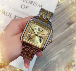 Moda masculina menino relógios movimento de quartzo prata rosa ouro quadrado tanque aço inoxidável pulseira de couro relógio presidente pulseira produtos de fábrica relógio de mesa de tempo europeu