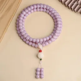 Link-Armbänder, natürliches violettes Bodhi-Wurzel-Armband, 108 violette Samen für Damen, die einen Text halten, Spielzeugteller, spielende Buddha-Perlen, Lotus