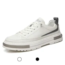 HBP Lacci elastici superiori in pelle sintetica premium da uomo non di marca, tutte scarpe stile casual da passeggio di colore bianco nero