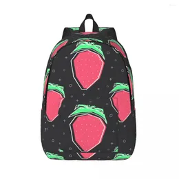 Backpack Flat Line Strawberry Unisex Travel Bag Schoolbag Bookbag Mochila