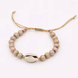 Strand Fashion Women Jewelry Bracelets Bohemian Wood Beads Shell Charm Bracelet Female Girl Accessories Gifts