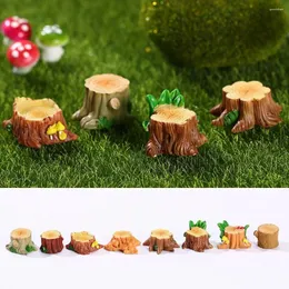 Decorative Figurines Mini Tree Stump Miniature Figurine House Resin Statue Micro Landscape Fairy Garden Craft Dollhouse Ornament Home