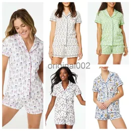 Kvinnor Söt rullkanin Tvåbitar byxor Pajamas Y2K Monkey Prefabricated Printing 2-Piece Pyjama Set Short Sleeve Shirt PJ Shorts Set Casual Home Wear FG FG