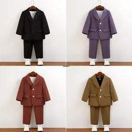 Little Boys Pography Suit Baby Boys Jacket Pants 2PCS Dress Children Formal Wedding Ceremony Costume Kids Performance Blazer 240313