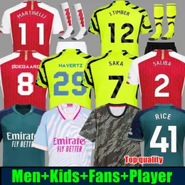 23 24 Saka 축구 셔츠 유니폼 무기 Smith Rowe Odegaard Trossard Gunners Martinelli Arsen 2023 2024 Football Top Shirt Men Kids Quipment