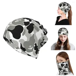 Berets Grey Camo Camo Camoflage Bandana Winter Scyk cieplejsze Skullies Czapki Kapiety Kobiety wiatwia