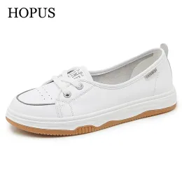 أحذية Hopus Women Flats عالية الجودة جديدة الصيف أحذية الأحذية الأزياء الأصلية الجلود الضحلة الضحلة تنفس الأحذية