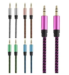 1M Braided Audio Auxiliary Cable 3.5mm Wave AUX Extension Male to Male Stereo Car Nylon Cord Jack For phone PC MP3 Headphone Speaker