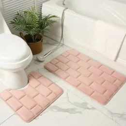 Bath Mats 2PCS/set Home Toilet Living Room Bathroom Set Gold Printing Anti Slip Rugs Bedroom Print Rug Shower Mat