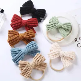 ヘアアクセサリー12pcs/lot 4 "inch grosgrain knit baby bow girls hairband生まれ幼児ヘッドボウファッション