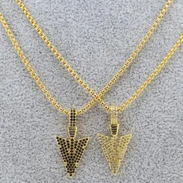 Pendant Necklaces Hip Hop Men Necklace Metal Arrow CZ Copper Gold Plated Link Chain For Wonen Fashion Party Jewelry Gift